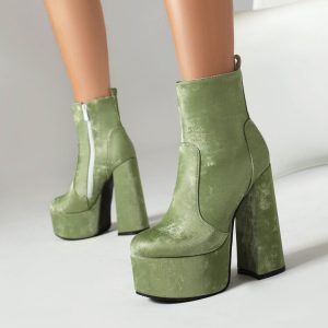 Women's High Top Platform Chunky Heel Shoes