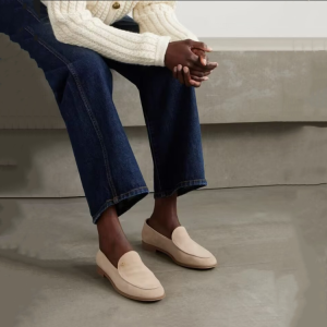 Women's Leather Loafers Low Chunky Heel Slip-On Casual Shoes