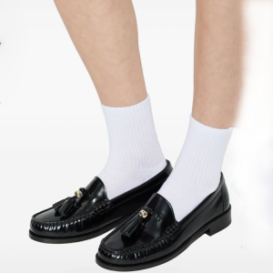Wine Red Black Loafers Slip-On Low Heel Round Toe Casual Shoes