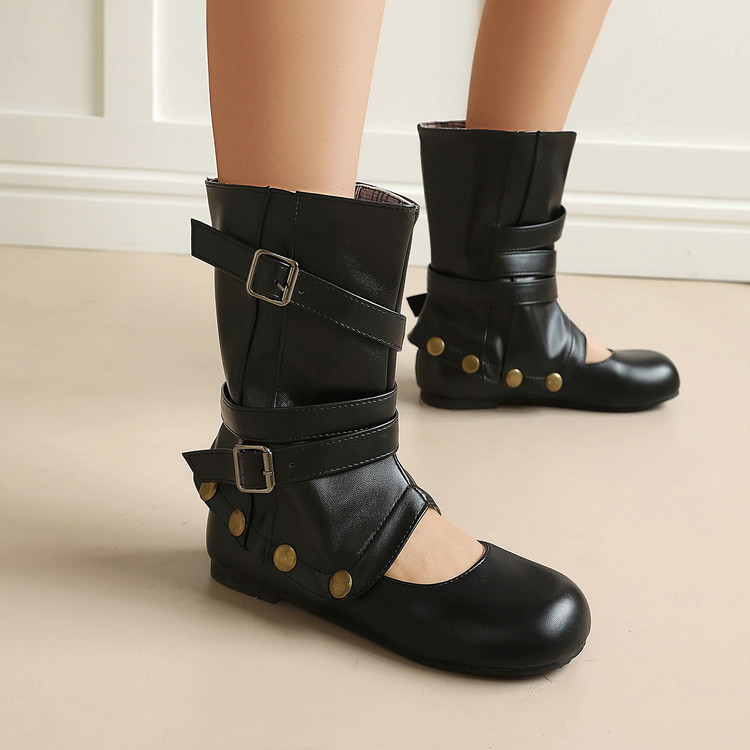 Lolita High Top Shoes with Metal Buckle and Detachable Feature - Image 3