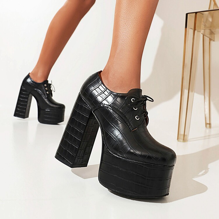 Women's Platform Lace-Up High Heel Shoes - Image 3