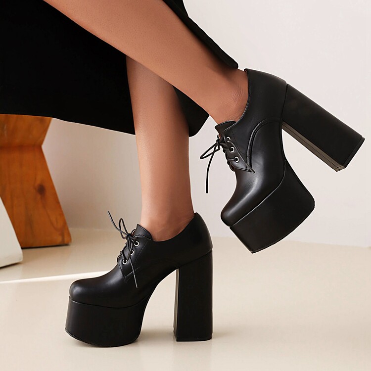 Women's Platform Lace-Up High Heel Shoes - Image 5